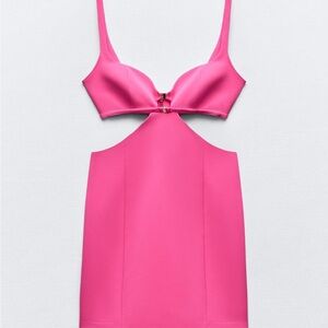 Zara NWT fushia pink cutout dress Sz L